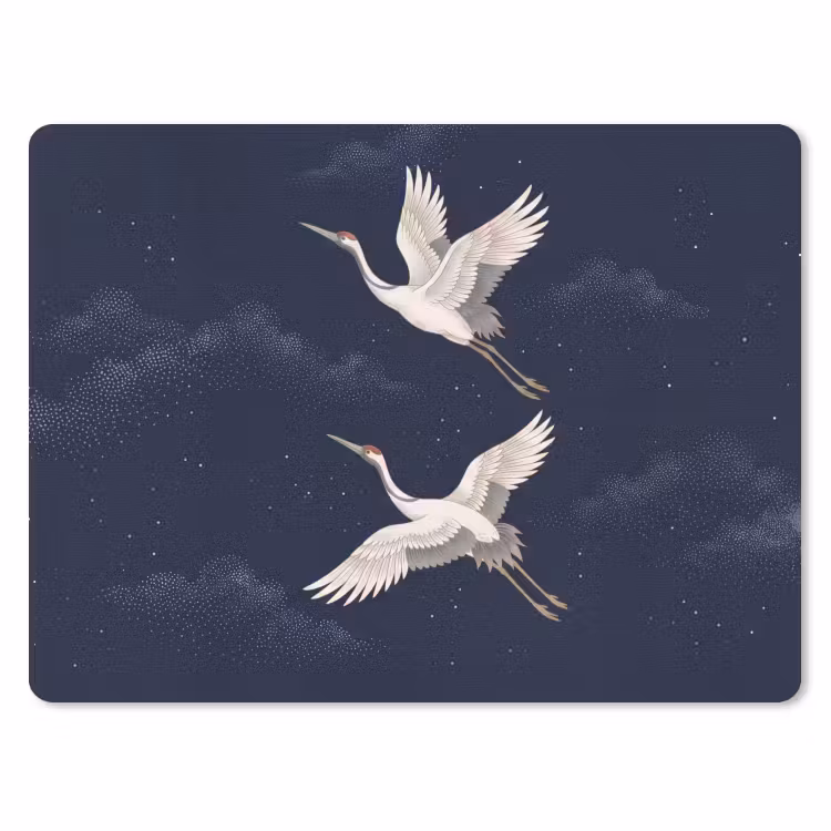 Kraanvogels - Nachthemel - Blauw muismat rubber klein -3d