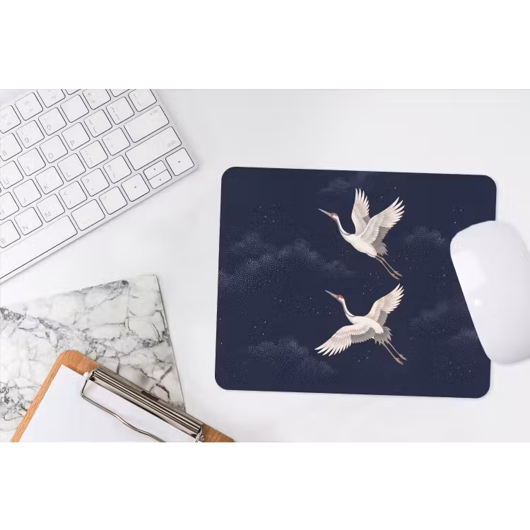 Kraanvogels - Nachthemel - Blauw muismat rubber klein -witbureau