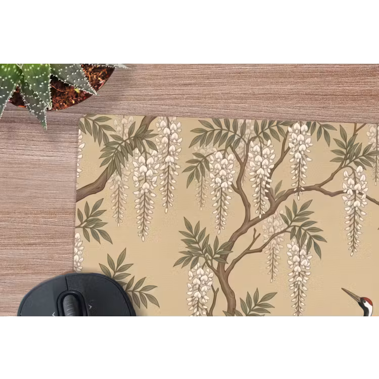 Kraanvogels - Water - Beige muismat rubber klein -closeup