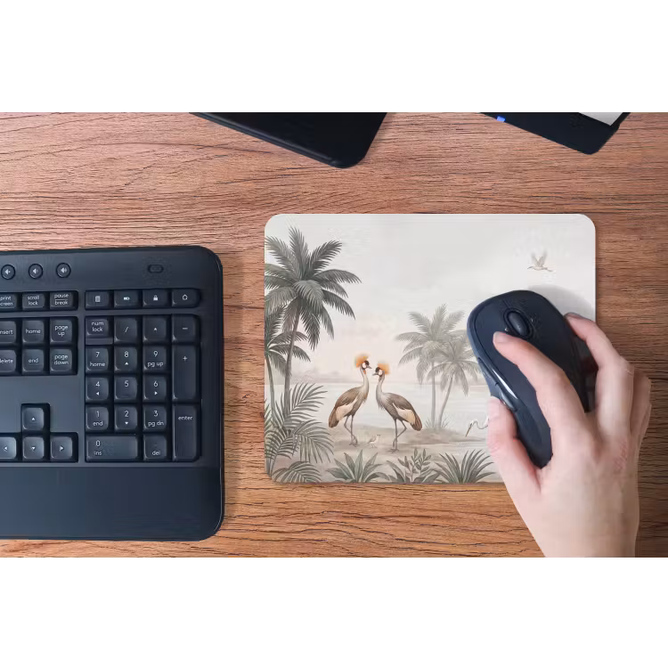 Kraanvogels - Palmbomen - Tropisch muismat rubber klein -toetsenbord
