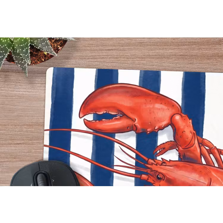 Schaaldier - Kreeft - Marine - Illustratie - Rood muismat rubber klein -closeup