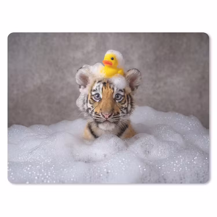 Welpje - Bad - Geel muismat rubber klein -3d
