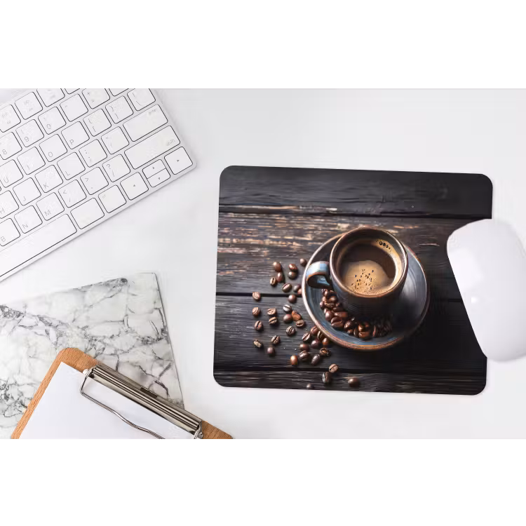 Kop - Koffie - Hout - Bonen muismat rubber klein -witbureau