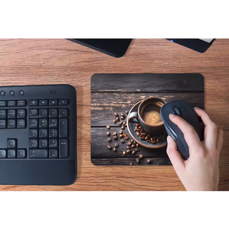 Kop - Koffie - Hout - Bonen muismat rubber klein -toetsenbord