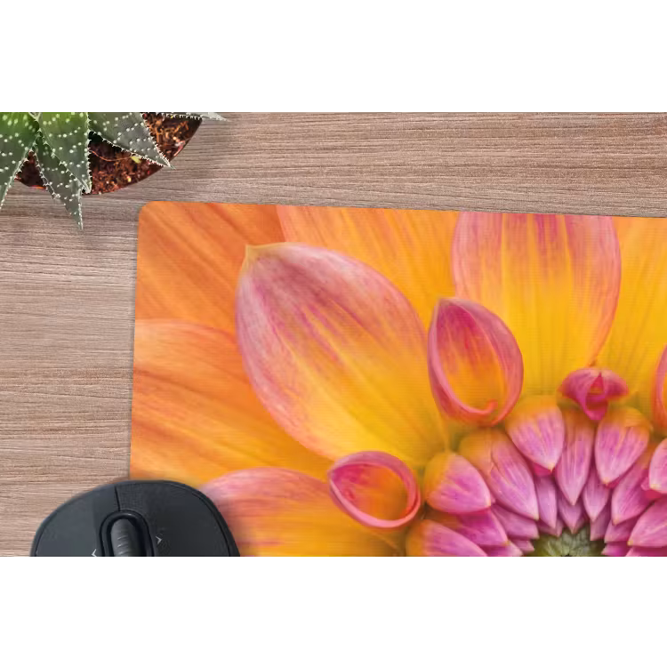 Dahlia - Bloem - Oranje muismat rubber klein -closeup