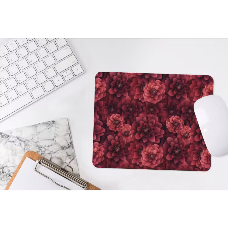 Dahlias - Bloemen - Rood muismat rubber klein 262 -witbureau