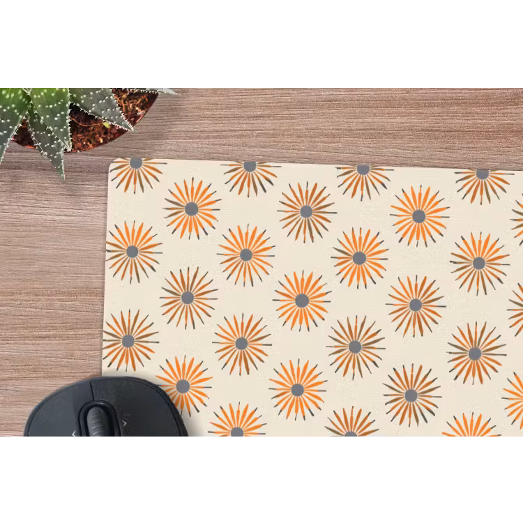 Madelief - Patroon - Oranje muismat rubber klein 262 -closeup