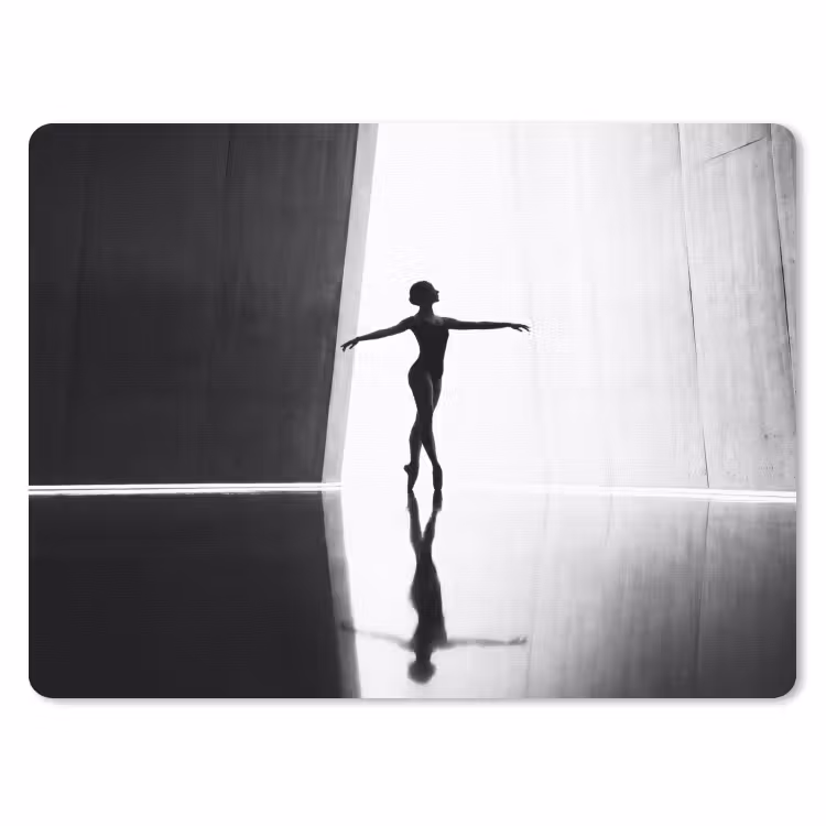 Danser - Silhouette - Kunst - Modern - Zwart-wit muismat rubber klein -3d