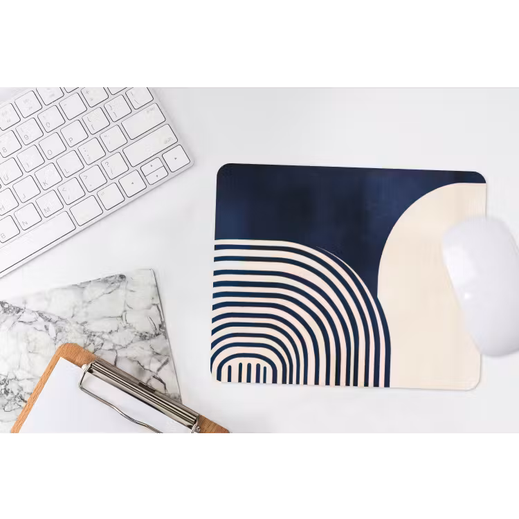 Donkerblauw - Abstract - Lijnen muismat rubber klein -witbureau