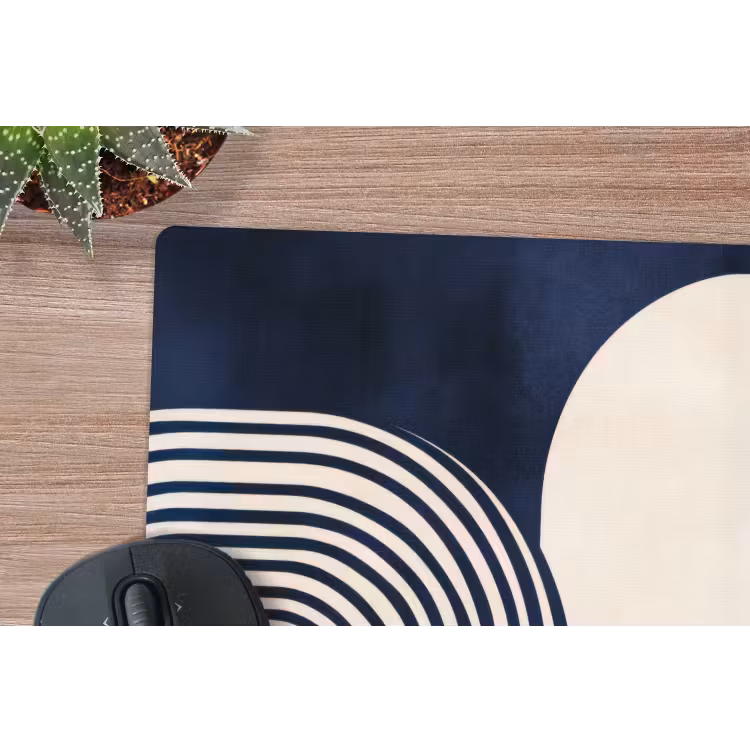 Donkerblauw - Abstract - Lijnen muismat rubber klein -closeup