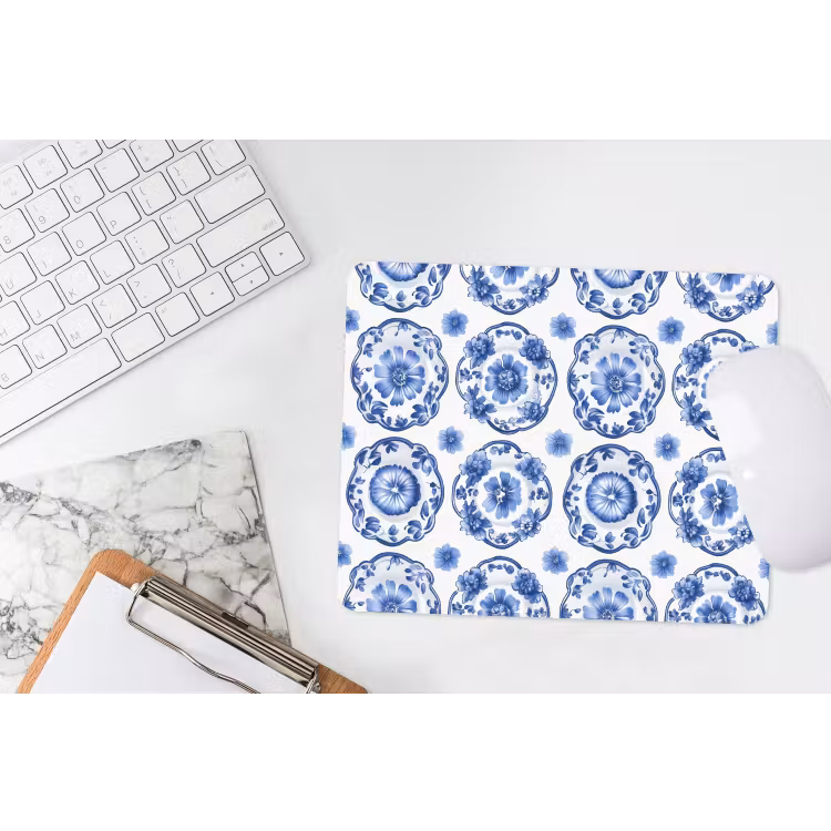 Sierborden - Bloemen - Blauw muismat rubber klein 262 -witbureau