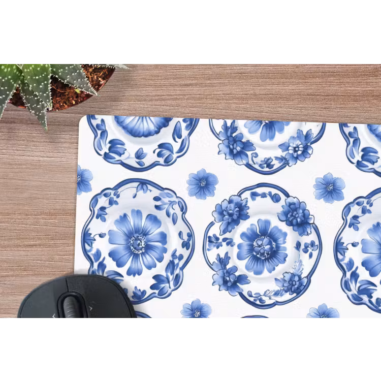 Sierborden - Bloemen - Blauw muismat rubber klein 262 -closeup