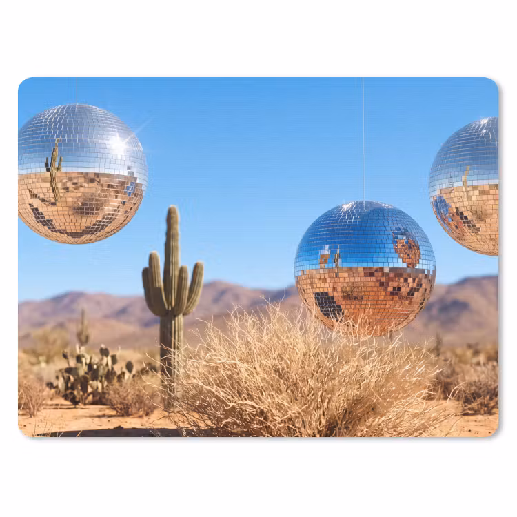 Mouse Pad - Desert - Mirror Ball - Art - Woestijn - Spiegelbal - Kunst muismat rubber klein