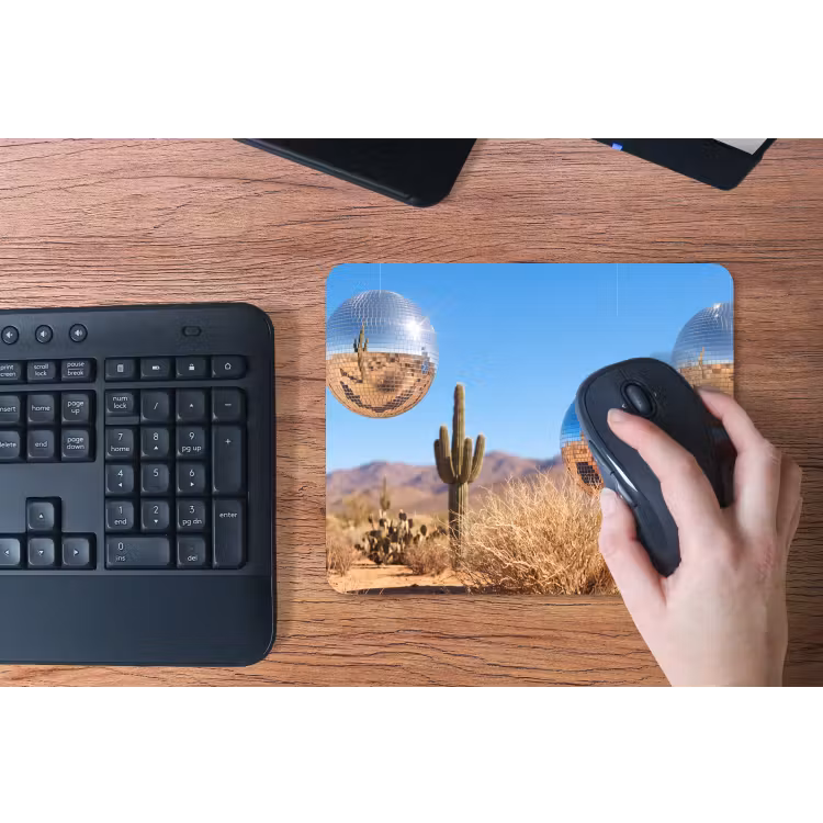 Mouse Pad - Desert - Mirror Ball - Art - Woestijn - Spiegelbal - Kunst muismat rubber klein