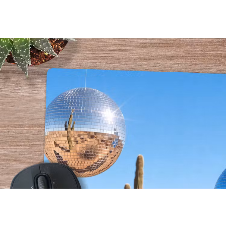 Mouse Pad - Desert - Mirror Ball - Art - Woestijn - Spiegelbal - Kunst muismat rubber klein