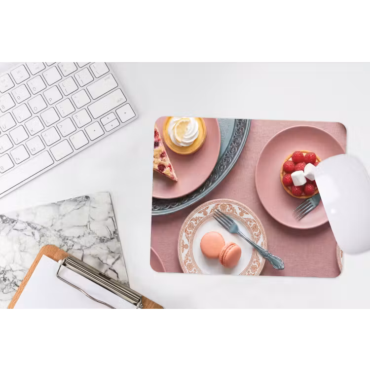 Dessert - Taart - Gebak - Zoet - Roze muismat rubber klein -witbureau