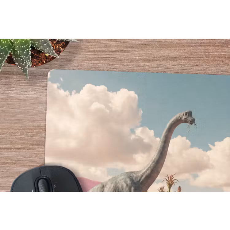 Mouse Pad - Dinosaur - Pink - Landscape - Dinosaurus - Roze - Landschap muismat rubber klein