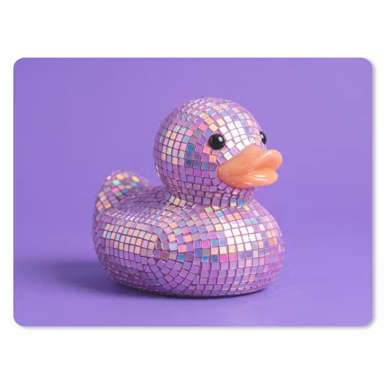 Disco - Eend - Paars muismat rubber klein -3d