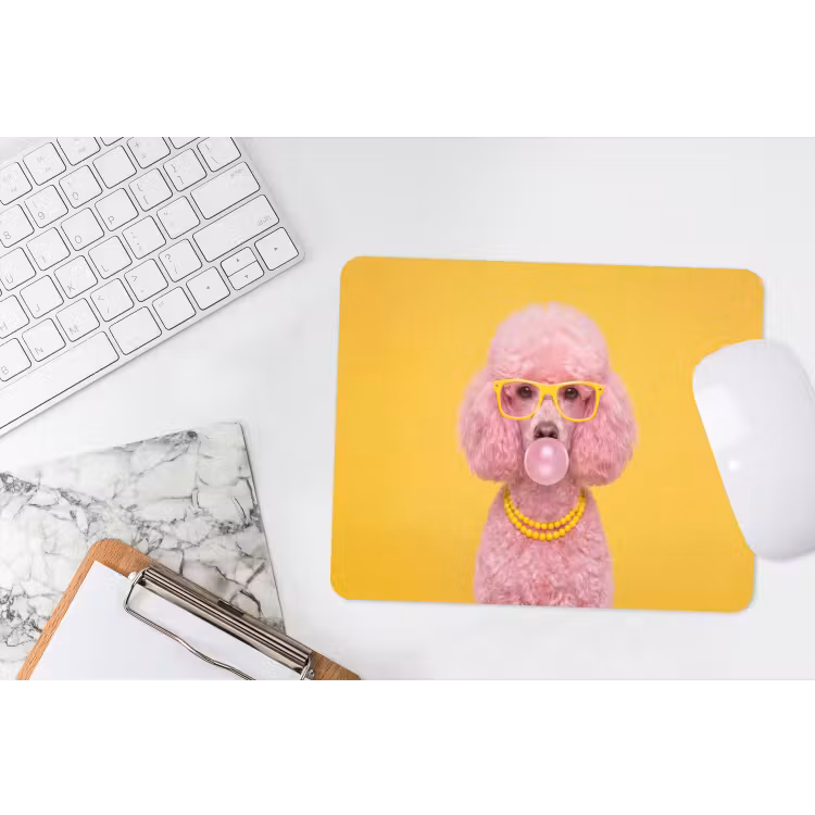 Hond - Kauwgum - Dieren - Modern - Roze muismat rubber klein -witbureau