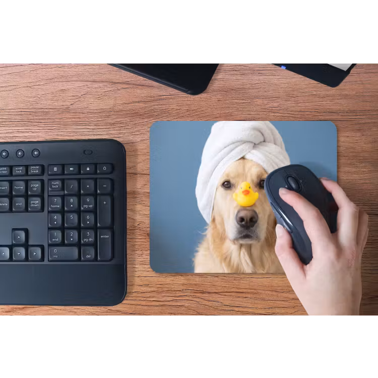 Hond - Badeend - Geel muismat rubber klein -toetsenbord