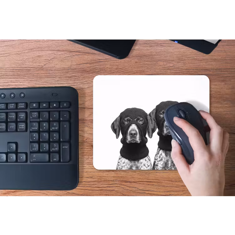 Honden - Bivakmuts - Zwart - wit muismat rubber klein -toetsenbord