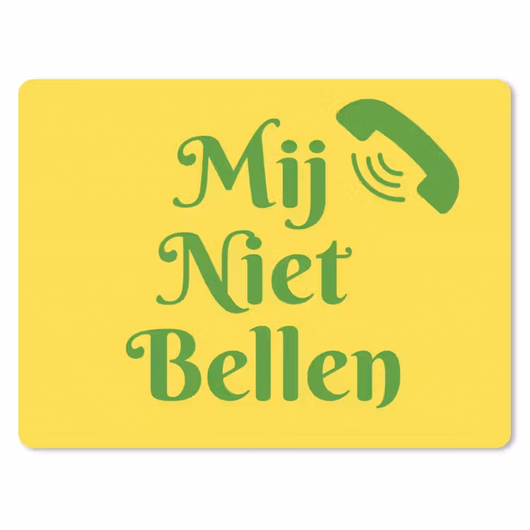 Mij niet bellen - Telefoon - Geel muismat rubber klein -3d