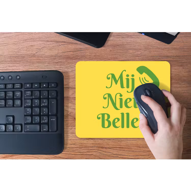 Mij niet bellen - Telefoon - Geel muismat rubber klein -toetsenbord