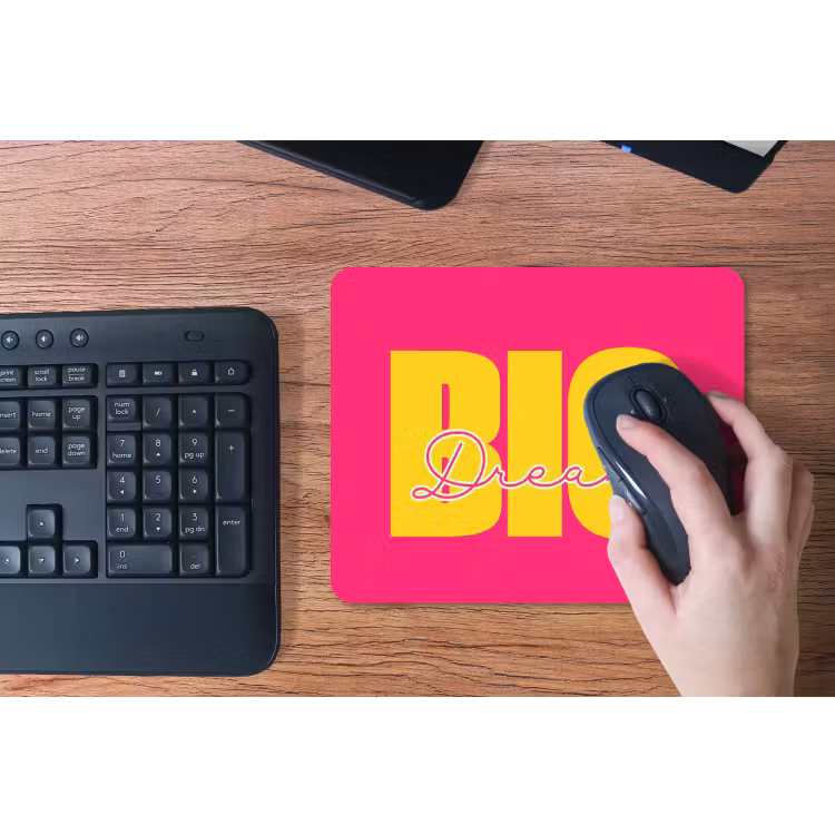 Dream big - Roze - Geel - Minimalistisch muismat rubber klein -toetsenbord