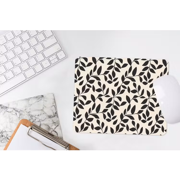 Elegant - Patroon - Zwart - Beige muismat rubber klein 262 -witbureau