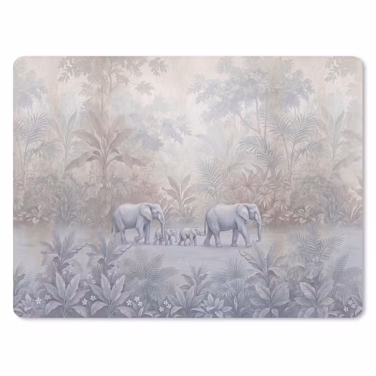 Olifant - Familie - Jungle - Illustratie - Grijs muismat rubber klein -3d