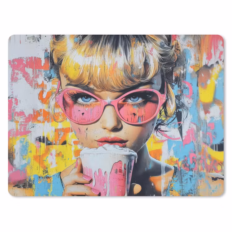 Expressief - Milkshake - Vrouw - Felle kleuren muismat rubber klein -3d