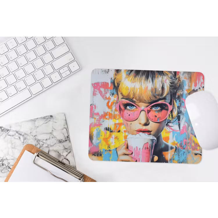 Expressief - Milkshake - Vrouw - Felle kleuren muismat rubber klein -witbureau