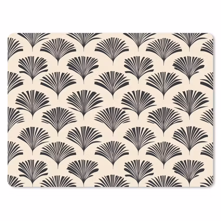 Waaiers - Botanisch - Zwart - Beige muismat rubber klein 262 -3d