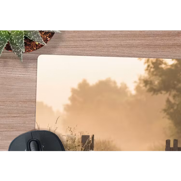 Hek - Natuur - Mist - Veld muismat rubber klein -closeup