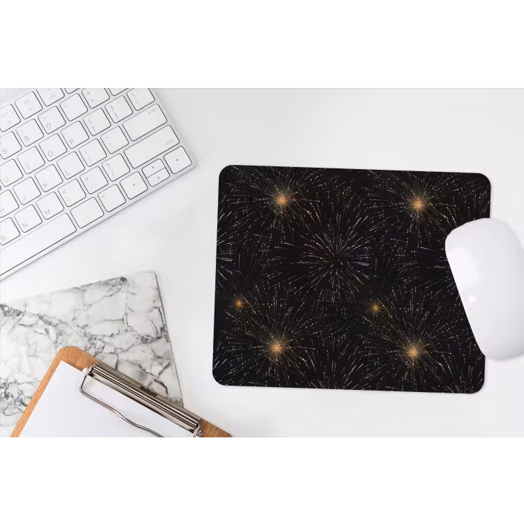 Vuurwerk - Patroon - Feestelijk - Goud - Zwart muismat rubber klein 262 -witbureau