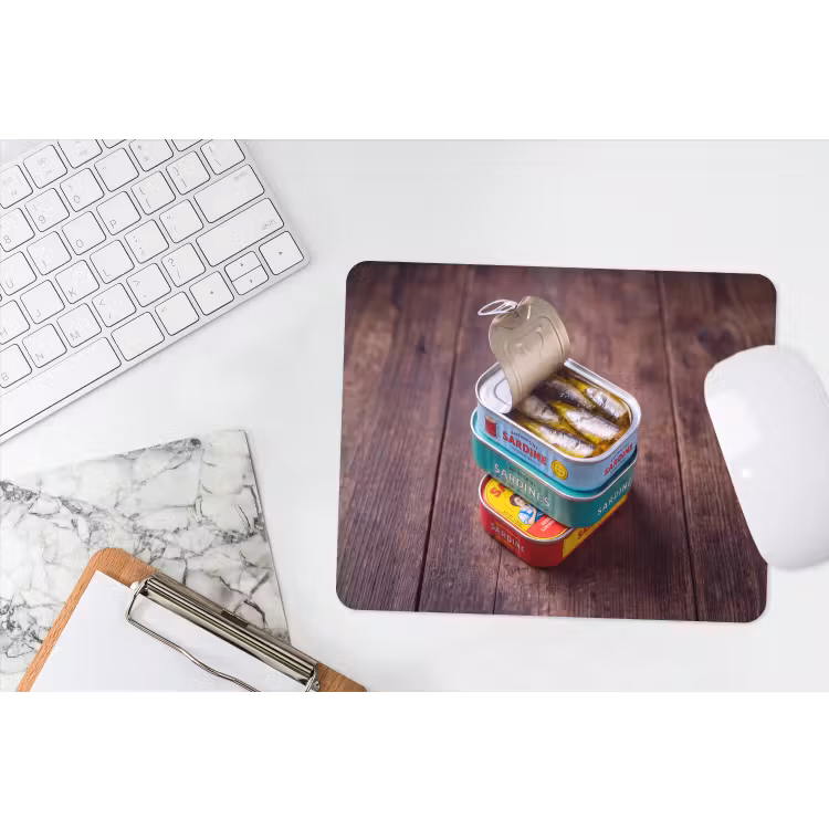 Mouse Pad - Fish - Cans - Kitchen - Vis - Blikjes - Keuken muismat rubber klein