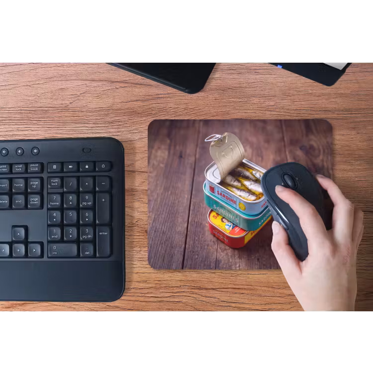 Mouse Pad - Fish - Cans - Kitchen - Vis - Blikjes - Keuken muismat rubber klein