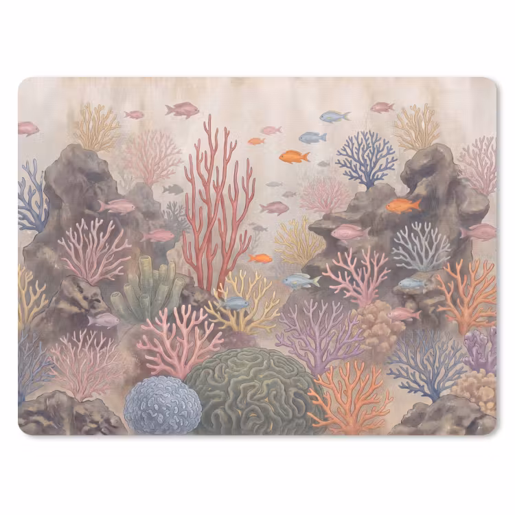 Vis - Koraalrif - Onderwaterwereld - Illustratie muismat rubber klein -3d