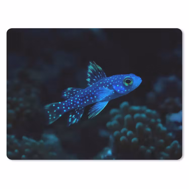 Vis - Stippen - Koraal - Blauw muismat rubber klein -3d