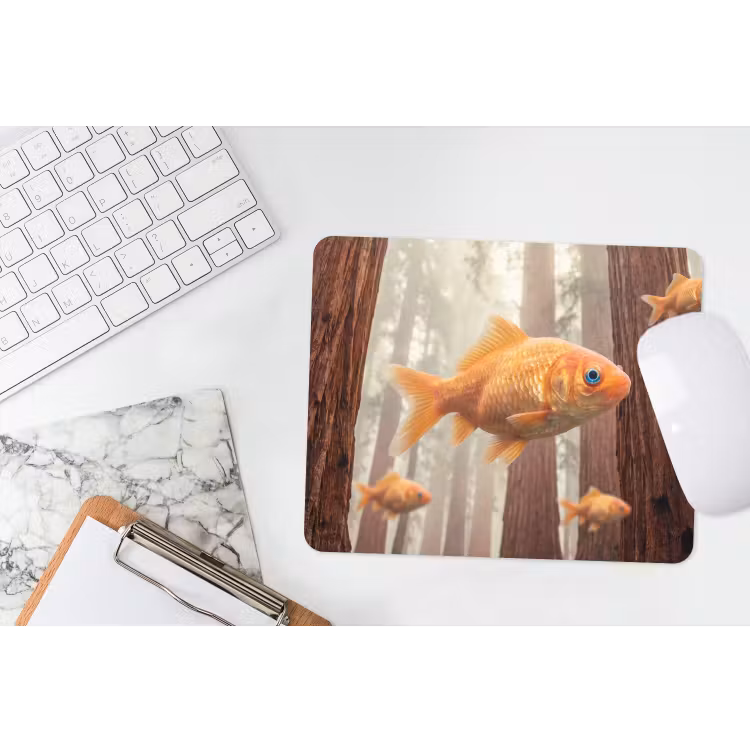 Mouse Pad - Fish - Forest - Fantasy - Vis - Bos - Fantasie muismat rubber klein