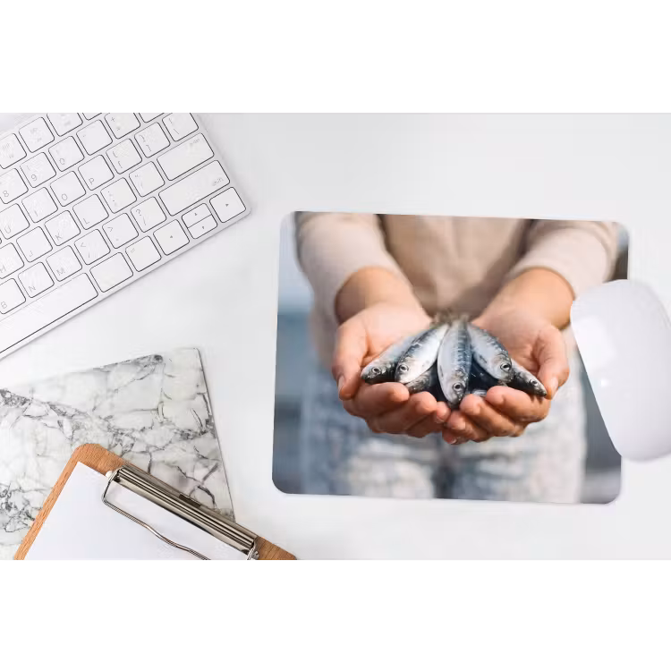 Mouse Pad - Fish - Hands - Nature - Vis - Handen - Natuur muismat rubber klein