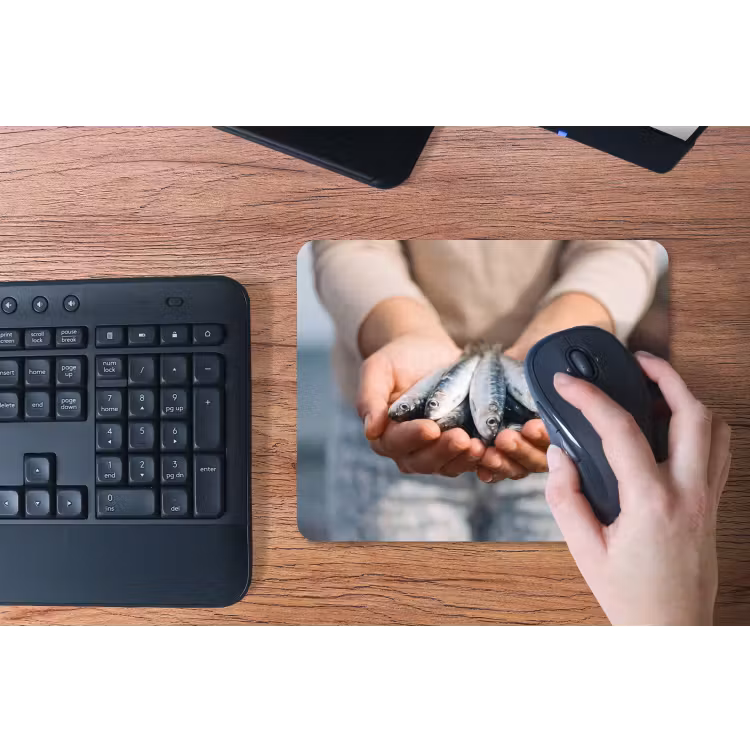 Mouse Pad - Fish - Hands - Nature - Vis - Handen - Natuur muismat rubber klein