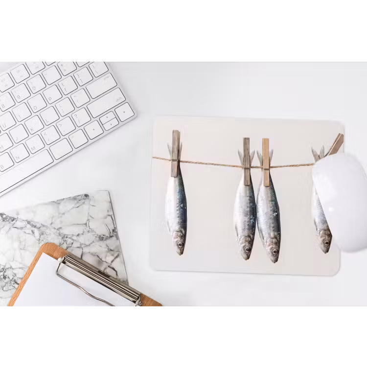 Mouse Pad - Fish - Hanging - Food - Vis - Hangend - Eten muismat rubber klein
