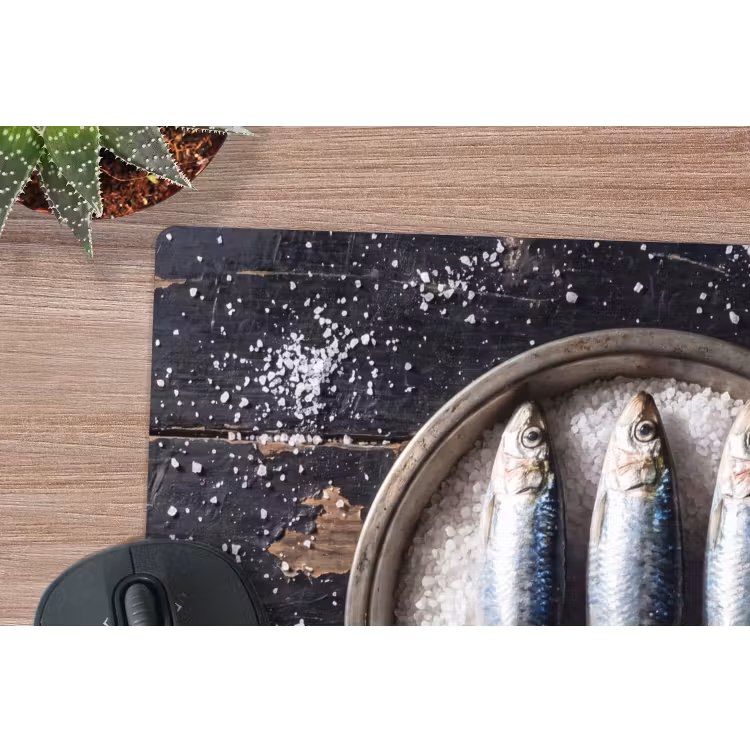 Mouse Pad - Fish - Salt - Food - Vis - Zout - Eten muismat rubber klein