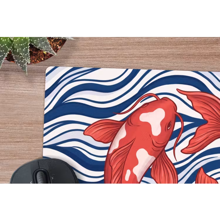 Vis - Water - Natuur - Illustratie - Rood muismat rubber klein -closeup