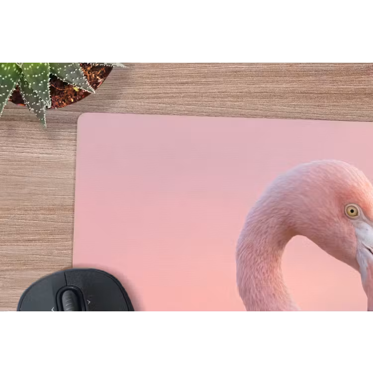 Flamingo - Portret - Roze muismat rubber klein -closeup