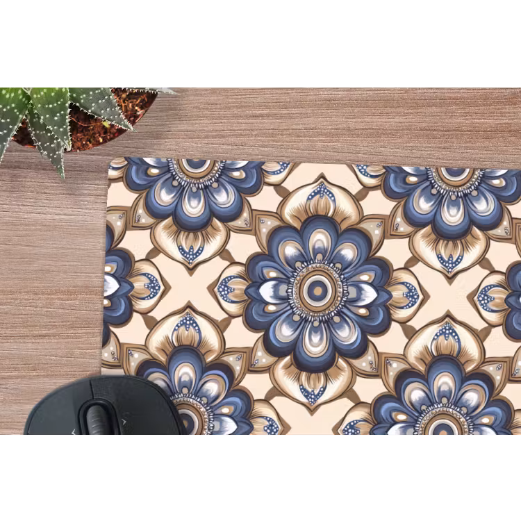 Floraal - Ornament - Blauw muismat rubber klein 262 -closeup