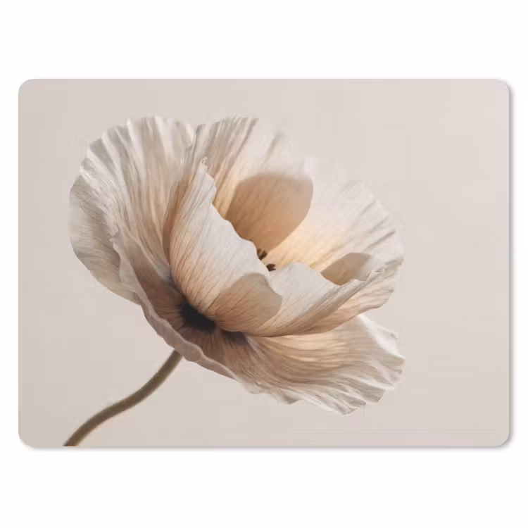 Bloem - Beige - Crème muismat rubber klein -3d
