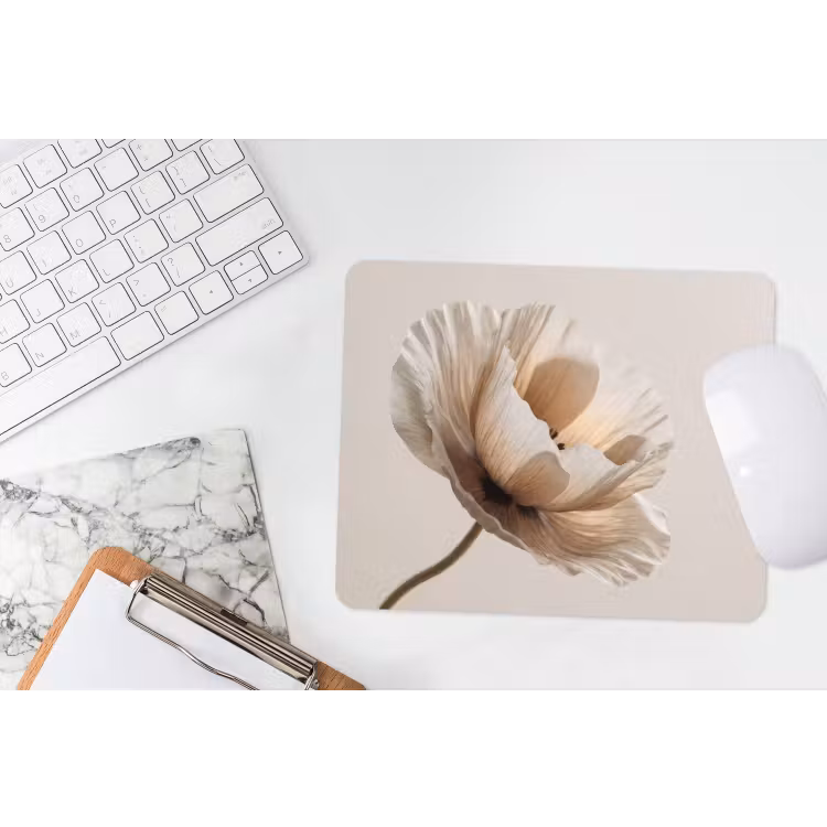 Bloem - Beige - Crème muismat rubber klein -witbureau