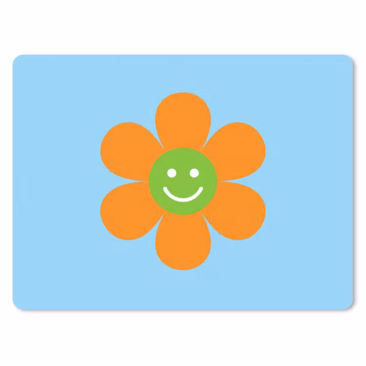 Bloem - Smiley - Kleurrijk muismat rubber klein -3d